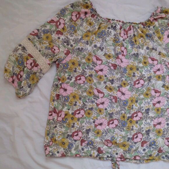 Floral Pop Over Button Blouse Peasant Cottagecore Boho 3/4 Sleeve Womens Size 2X - Picture 12 of 13